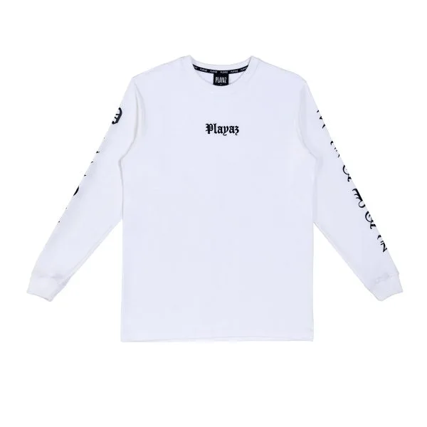 Playaz Gangsta Long Sleeve White - playaz.my